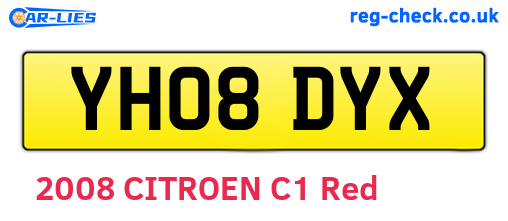 YH08DYX are the vehicle registration plates.