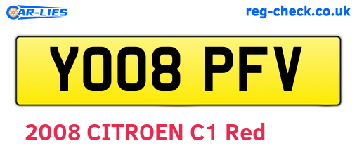 YO08PFV are the vehicle registration plates.