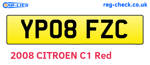YP08FZC are the vehicle registration plates.