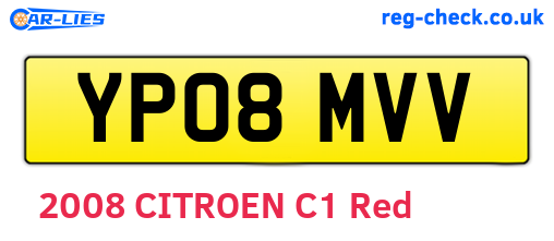 YP08MVV are the vehicle registration plates.