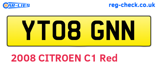 YT08GNN are the vehicle registration plates.