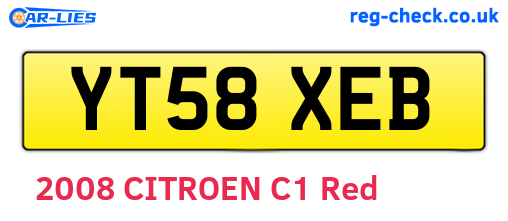 YT58XEB are the vehicle registration plates.