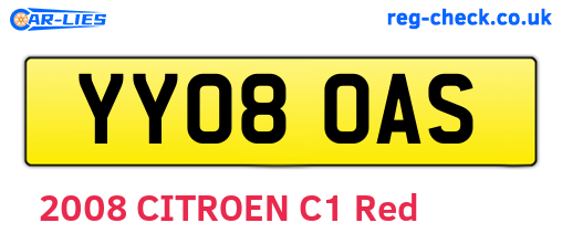 YY08OAS are the vehicle registration plates.