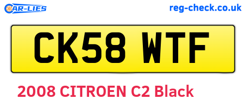 CK58WTF are the vehicle registration plates.