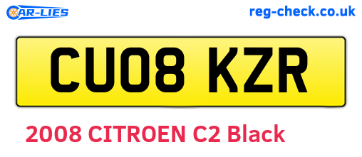 CU08KZR are the vehicle registration plates.