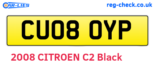 CU08OYP are the vehicle registration plates.