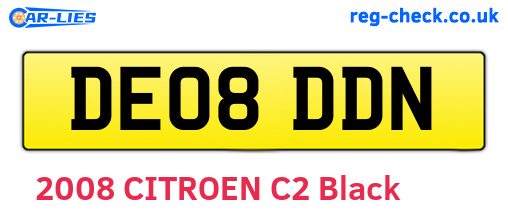 DE08DDN are the vehicle registration plates.
