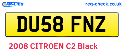 DU58FNZ are the vehicle registration plates.