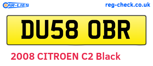 DU58OBR are the vehicle registration plates.