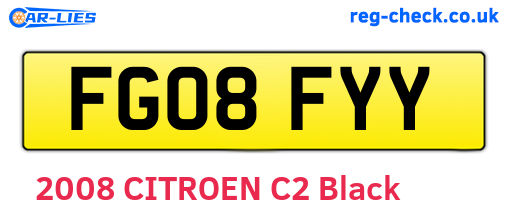 FG08FYY are the vehicle registration plates.