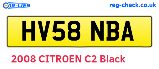 HV58NBA are the vehicle registration plates.