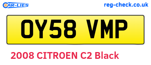OY58VMP are the vehicle registration plates.