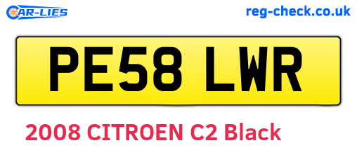 PE58LWR are the vehicle registration plates.