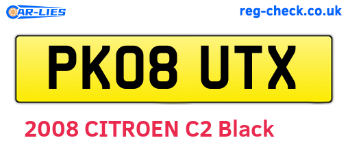 PK08UTX are the vehicle registration plates.