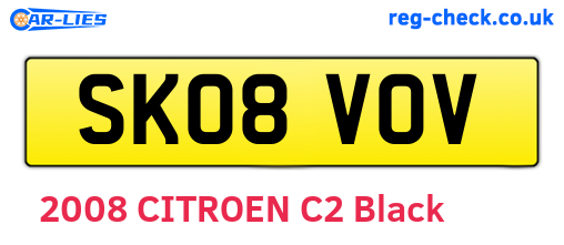 SK08VOV are the vehicle registration plates.