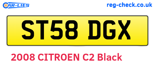 ST58DGX are the vehicle registration plates.