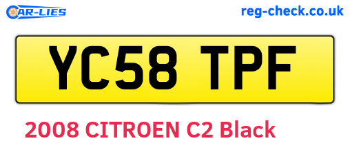 YC58TPF are the vehicle registration plates.