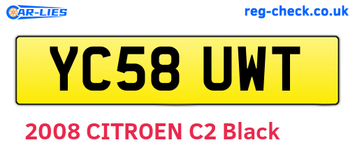 YC58UWT are the vehicle registration plates.