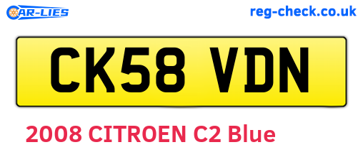 CK58VDN are the vehicle registration plates.