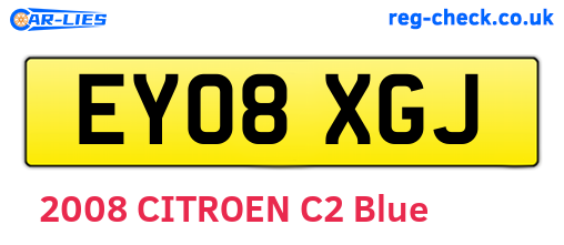 EY08XGJ are the vehicle registration plates.