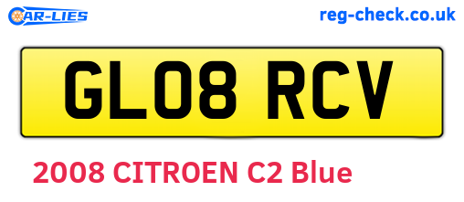 GL08RCV are the vehicle registration plates.