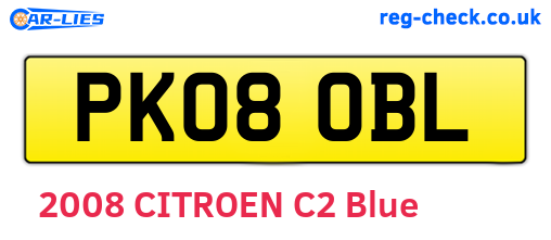 PK08OBL are the vehicle registration plates.
