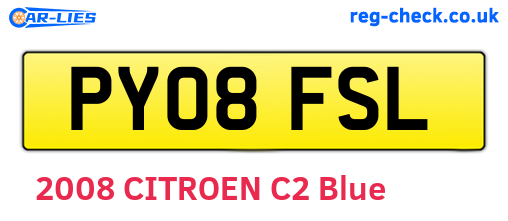PY08FSL are the vehicle registration plates.