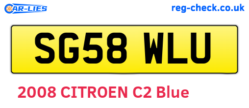 SG58WLU are the vehicle registration plates.