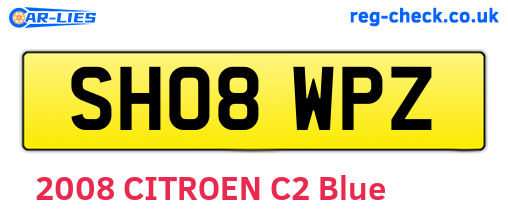 SH08WPZ are the vehicle registration plates.