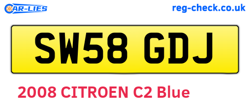 SW58GDJ are the vehicle registration plates.