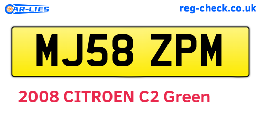 MJ58ZPM are the vehicle registration plates.