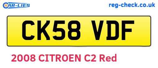 CK58VDF are the vehicle registration plates.