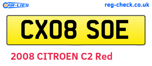 CX08SOE are the vehicle registration plates.