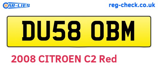 DU58OBM are the vehicle registration plates.