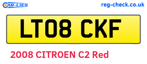 LT08CKF are the vehicle registration plates.