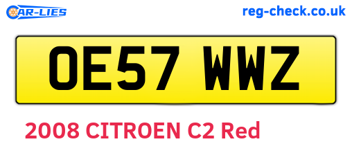 OE57WWZ are the vehicle registration plates.