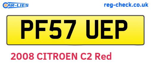 PF57UEP are the vehicle registration plates.