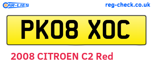 PK08XOC are the vehicle registration plates.