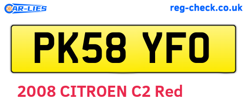 PK58YFO are the vehicle registration plates.
