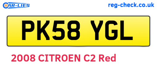 PK58YGL are the vehicle registration plates.