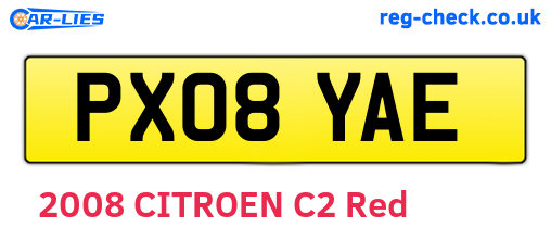 PX08YAE are the vehicle registration plates.