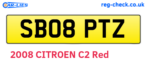 SB08PTZ are the vehicle registration plates.