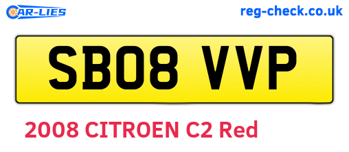 SB08VVP are the vehicle registration plates.