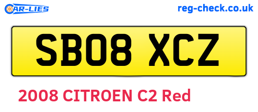 SB08XCZ are the vehicle registration plates.