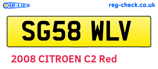 SG58WLV are the vehicle registration plates.