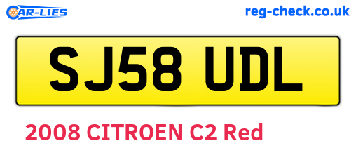 SJ58UDL are the vehicle registration plates.