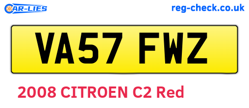 VA57FWZ are the vehicle registration plates.