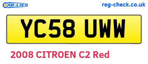 YC58UWW are the vehicle registration plates.