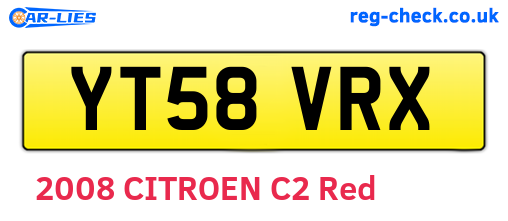 YT58VRX are the vehicle registration plates.