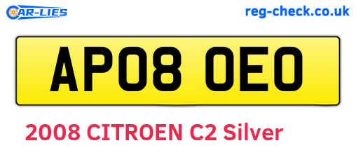 AP08OEO are the vehicle registration plates.